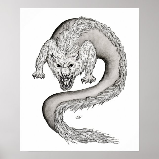 Póster Diseño en blanco y negro de Wolfdragon (Frente)