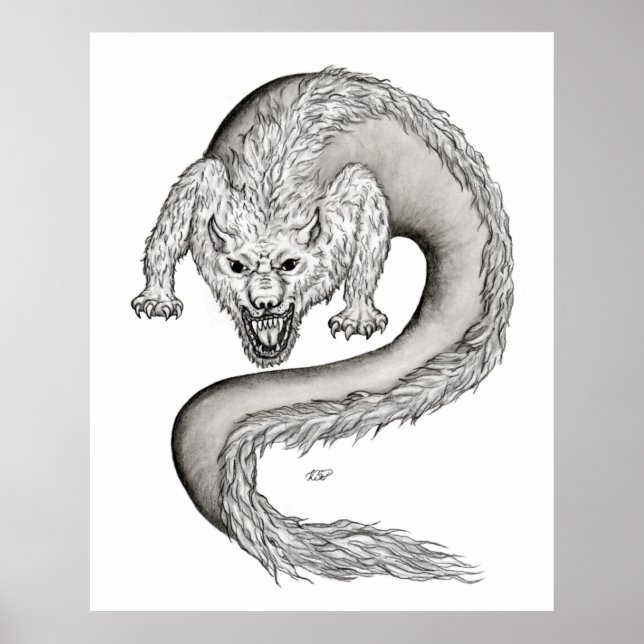Póster Diseño en blanco y negro de Wolfdragon (Frente)