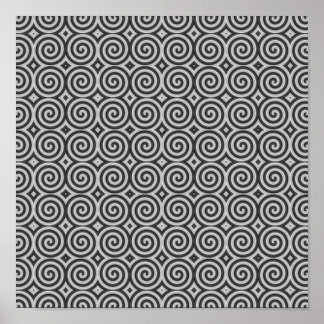 Póster Diseño en blanco y negro. Patrón de espirales.