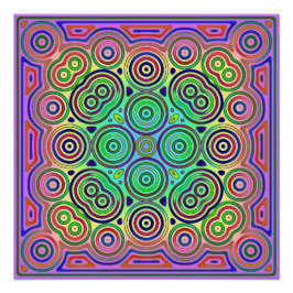 Póster diseño en mosaico de círculos concéntricos colorid