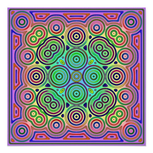 Póster diseño en mosaico de círculos concéntricos colorid (Anverso)