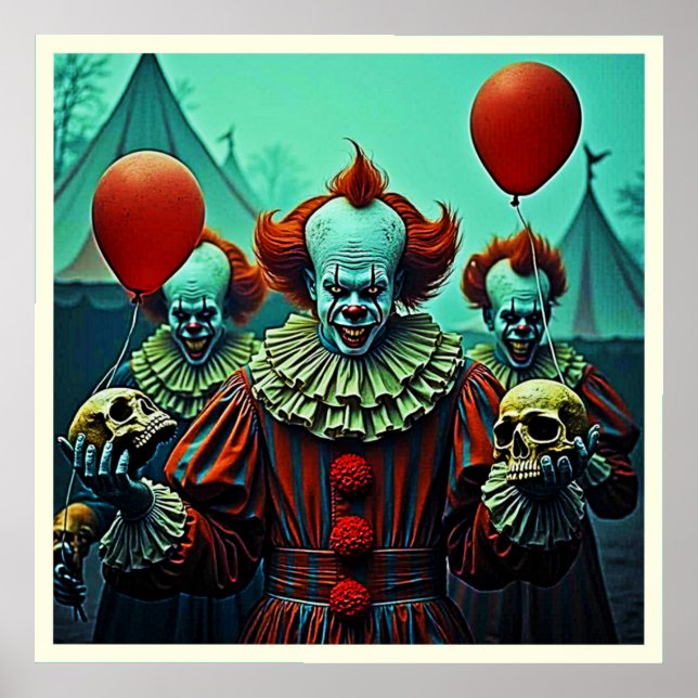 Póster Diseño escalofriante de escena de terror de payaso (Frente)