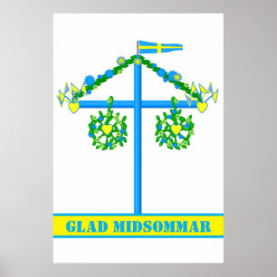 Póster diseño escandinavo, midsommar alegre personalizada