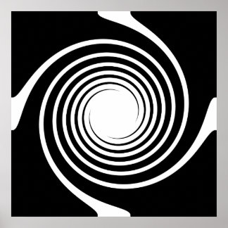 Póster Diseño espiral blanco y negro.