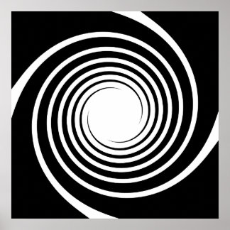 Póster Diseño espiral blanco y negro.