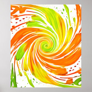 Póster Diseño espiral verde y Naranja