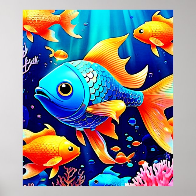Póster Diseño Fantasy Fish Swim (Frente)
