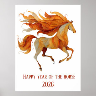 Póster Diseño Feliz Año del Caballo 2026