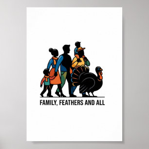 Póster Diseño feliz de cena familiar de Acción de Gracias