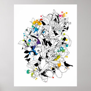 Póster diseño floral abstracto