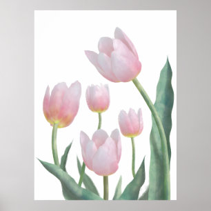 Póster Diseño floral de tulipanes pastel