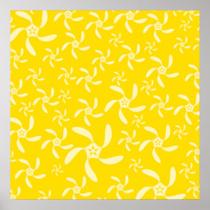 Póster Diseño floral del verano. Amarillo soleado