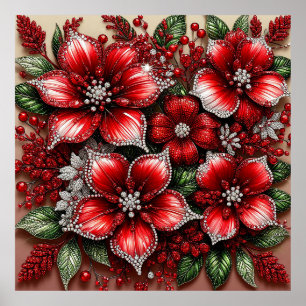 Póster Diseño floral intrincado con joyas