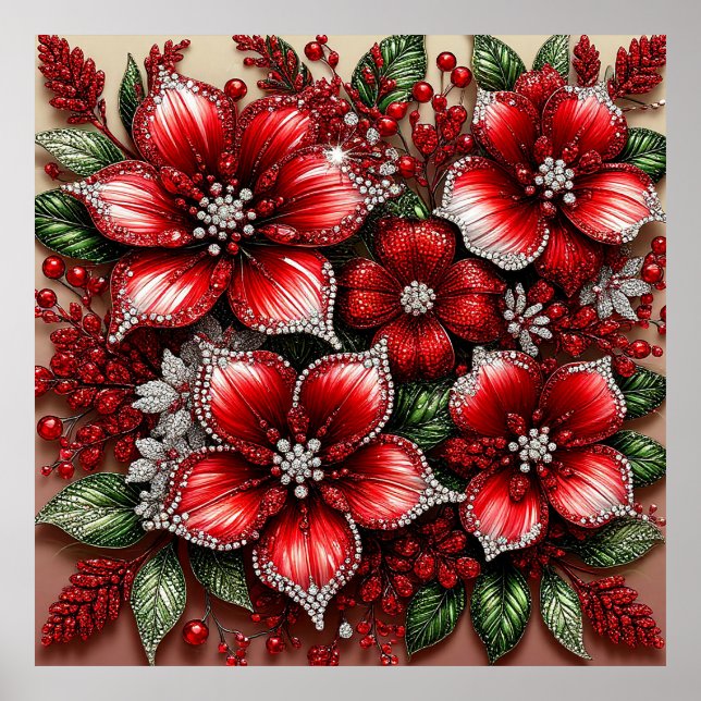 Póster Diseño floral intrincado de Gem embellecido (Frente)