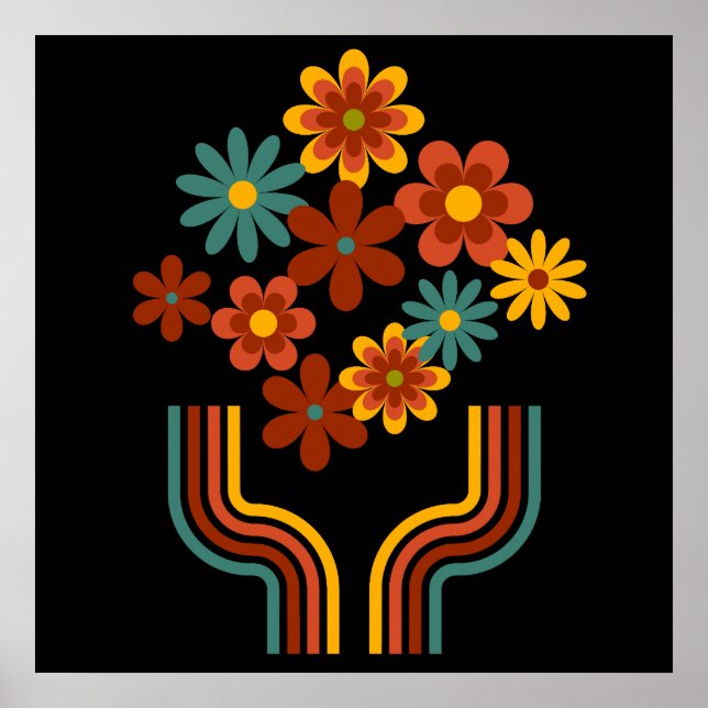 Póster Diseño floral retro 24x24 en poster (Frente)