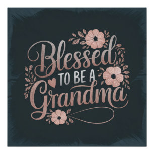 Póster Diseño floral rosa para cita de la abuela del Día