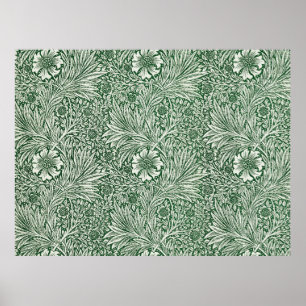 Póster diseño floral verde de caléndula de william morris