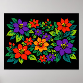 Póster Diseño floral vibrante con flores coloridas