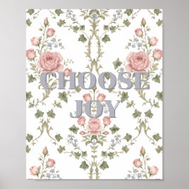 Póster Diseño floral vintage, cartel de Elige Alegría