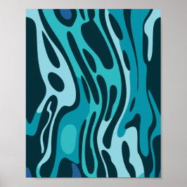Póster Diseño fluido con formas fluidas de azul y agua