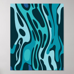 Póster Diseño fluido con formas fluidas de azul y agua