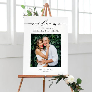 Póster Diseño fotográfico de Boda de guiones de color neg