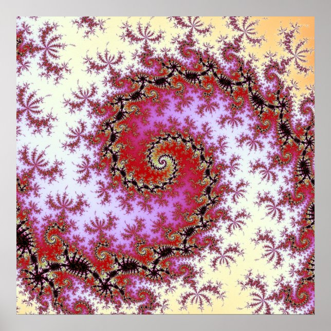 Póster Diseño fractal de doble espiral roja (Frente)