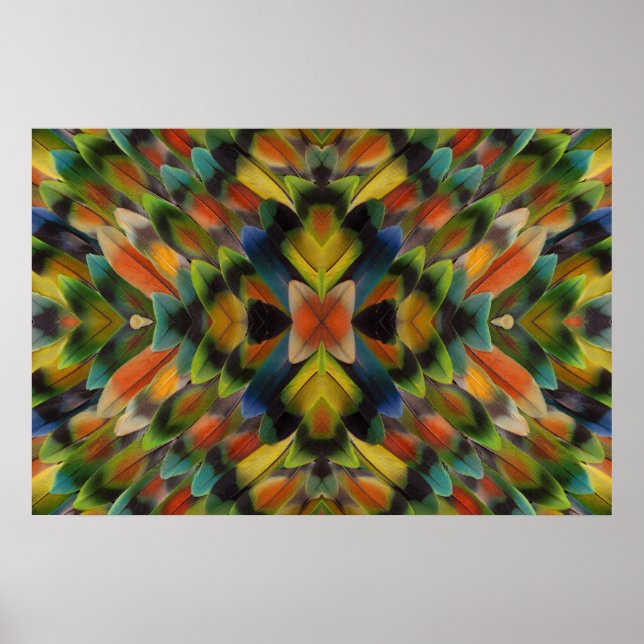 Póster Diseño Fractal De Las Plumas De Lovebird (Frente)