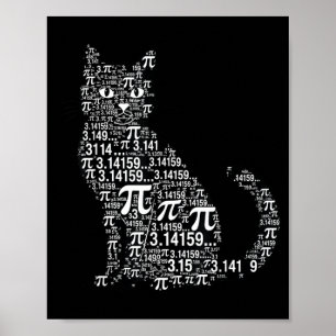 Póster diseño geek amante de las matemáticas de gato dive
