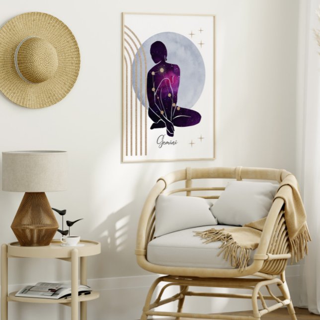 Póster Diseño Gemini azul púrpura zodiaco femenino (Subido por el creador)