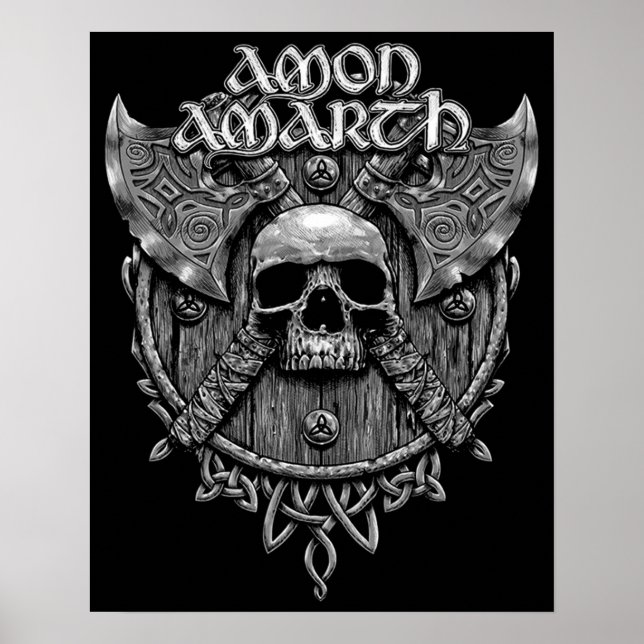 Póster Diseño genial de la banda de rock Amon Amarth gris (Frente)