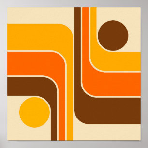Póster Diseño geométrico a rayas estilo retro MCM años 70