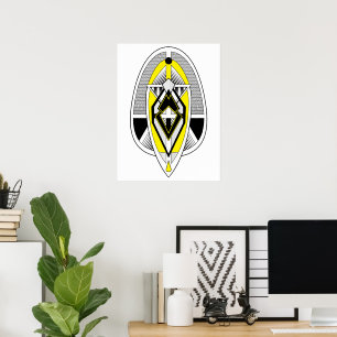 Póster Diseño geométrico Art Déco en amarillo y negro atr