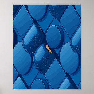 Póster Diseño geométrico azul futurista