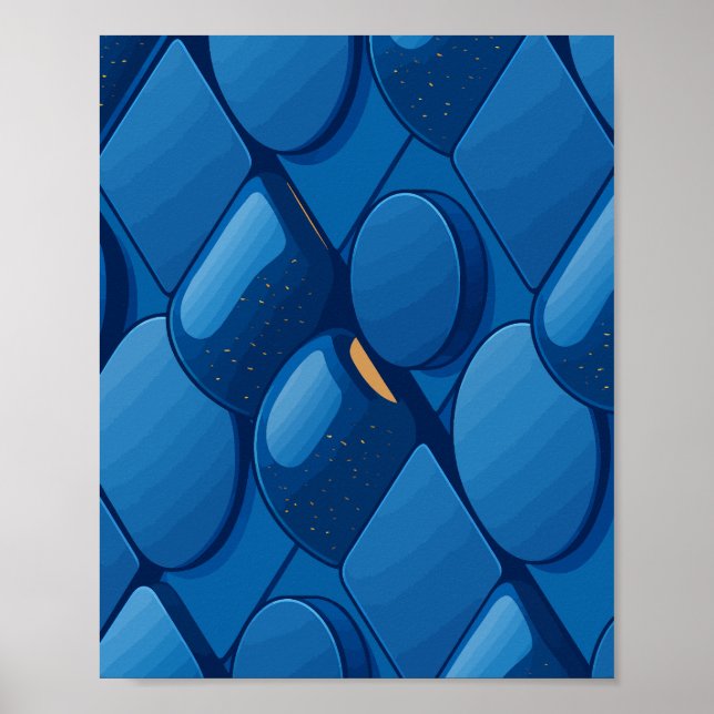 Póster Diseño geométrico azul futurista (Frente)