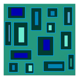 Póster Diseño geométrico azul y verde