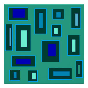 Póster Diseño geométrico azul y verde