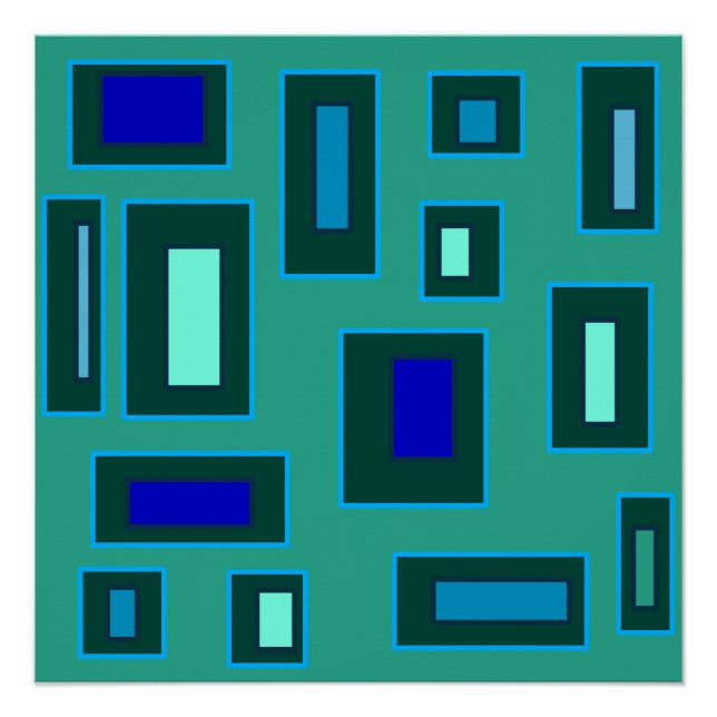 Póster Diseño geométrico azul y verde (Anverso)
