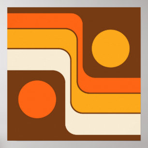 Póster Diseño geométrico de estilo retro de los años 70
