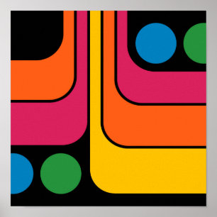 Póster Diseño geométrico de estilo retro de mod de los 70