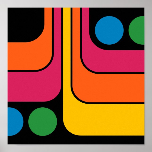 Póster Diseño geométrico de estilo retro de mod de los 70 (Frente)