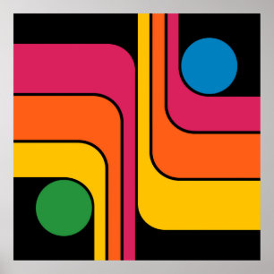 Póster Diseño geométrico de estilo retro Mod de los 70