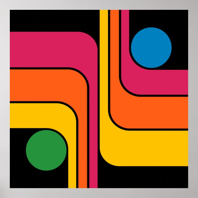 Póster Diseño geométrico de estilo retro Mod de los 70 (Frente)