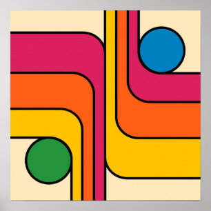 Póster Diseño geométrico de estilo retro Mod de los 70
