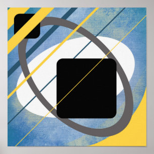 Póster Diseño geométrico de lienzo amarillo azul AP0011 P