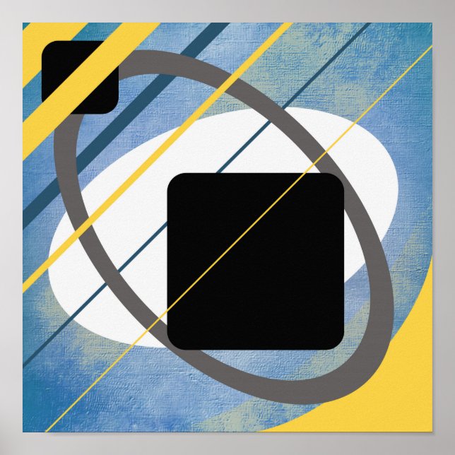 Póster Diseño geométrico de lienzo amarillo azul AP0011 P (Frente)