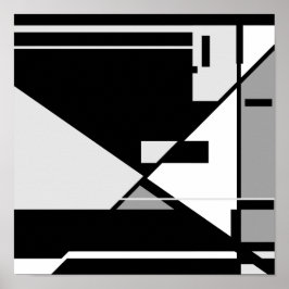 Póster Diseño geométrico de "Sitting Man" blanco gris neg