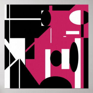 Póster Diseño geométrico del resumen rojo del Rosa blanco