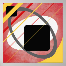 Póster Diseño geométrico en lienzo amarillo y rojo AP0011