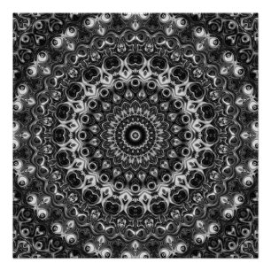Póster Diseño Geométrico Mandala Blanco y Negro